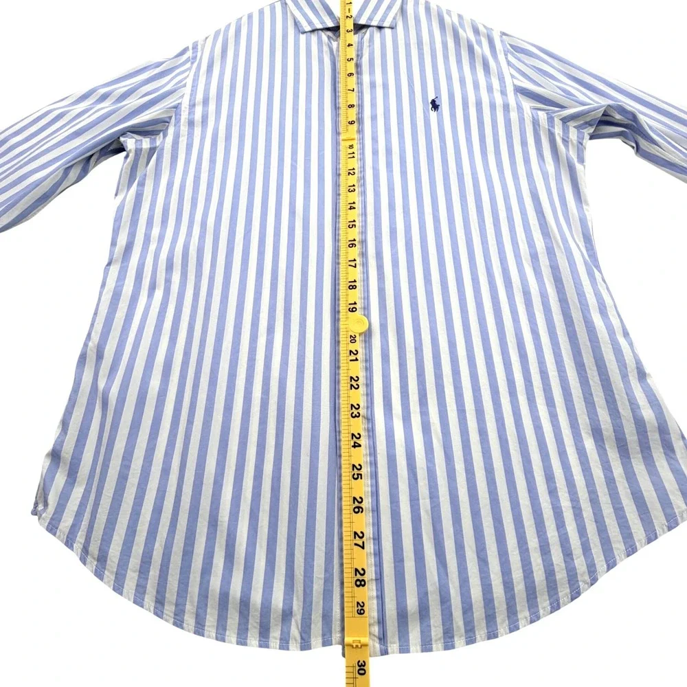 Polo Ralph Lauren Striped Button Up Shirt Men Large Blue White Cotton Slim Fit